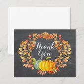 Chalkboard Fall Leaves Pumpkin Hartelijk dank (Voorkant / Achterkant)