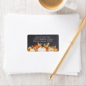 Chalkboard Fall Pumpkin Floral Friendsgiving Year Etiket (Insitu)