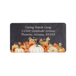Chalkboard Fall Pumpkin Floral Friendsgiving Year Etiket
