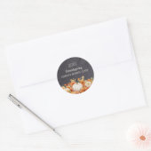 Chalkboard Fall Pumpkin Floral Friendsgiving Year Ronde Sticker (Envelop)