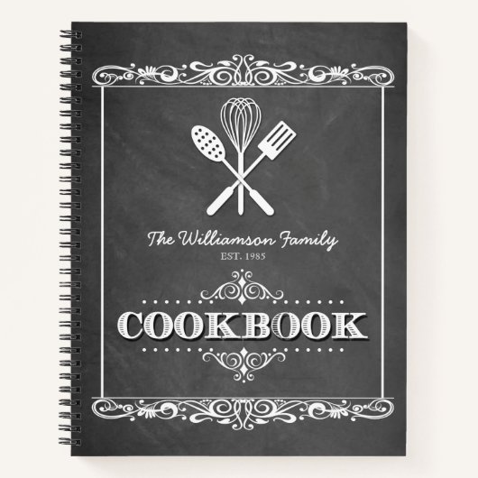 Chalkboard Familie Cookbook Recipe Notitieboek (Voorkant)