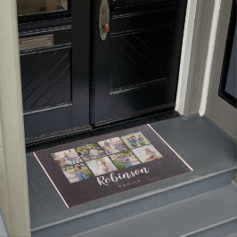 Chalkboard Familie Monogram 8 Foto Collage Deurmat