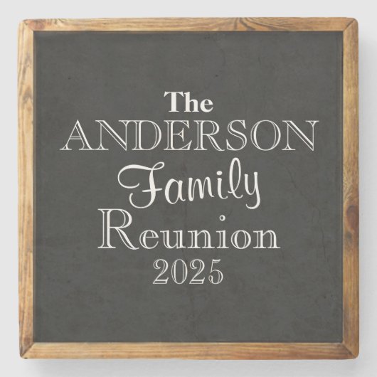 Chalkboard Familie Reünie Typografie Favor Stenen Onderzetter (Voorkant)