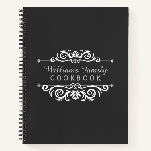 Chalkboard Family Recipipes Cookbook Black & White Notitieboek (Voorkant)