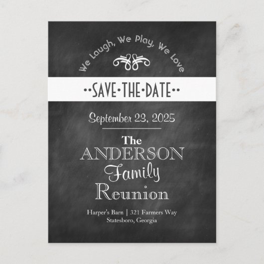 Chalkboard Family Reunion Save the Date Aankondigingskaart (Voorkant)