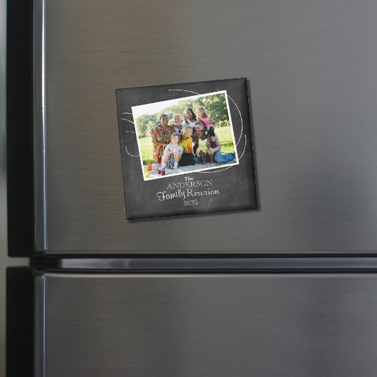 Chalkboard Family Reunion Typography Favor Magneet