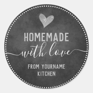 Chalkboard Fancy Script Homemade Food Items Classi Ronde Sticker