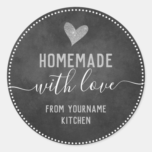 Chalkboard Fancy Script Homemade Food Items Classi Ronde Sticker (Voorkant)