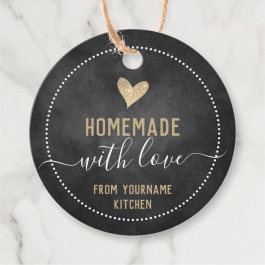 Chalkboard Fancy Script Homemade Food Items Favor Bedankjes Labels (Voorkant)