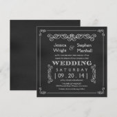 Chalkboard Fancy Square Wedding Invitations Kaart (Voorkant / Achterkant)