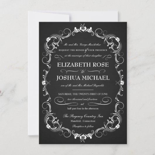 Chalkboard Fancy Typografie Wedding Invitations Kaart (Voorkant)