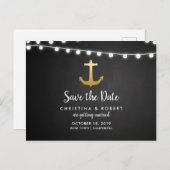 Chalkboard Faux Gold Foil Anchor Save Date Aankondigingskaart (Voorkant / Achterkant)