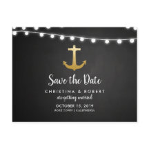 Chalkboard Faux Gold Foil Anchor Save Date