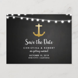 Chalkboard Faux Gold Foil Anchor Save Date Aankondigingskaart