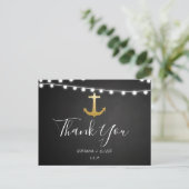 Chalkboard Faux Gold Folie Anker Wedding Dank u Briefkaart (Staand voorkant)