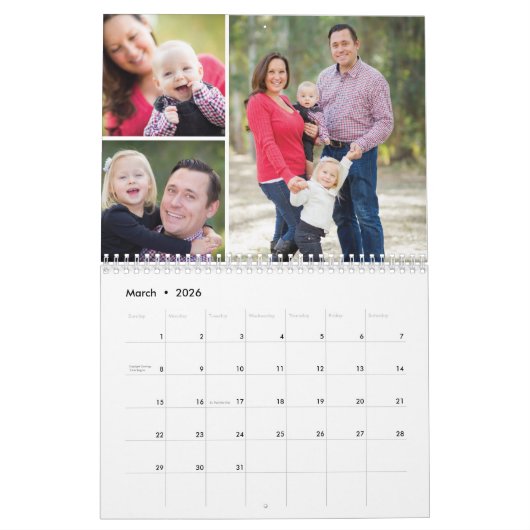 Chalkboard & Faux Gold Glitter Photo Collage Kalender (Mar 2026)