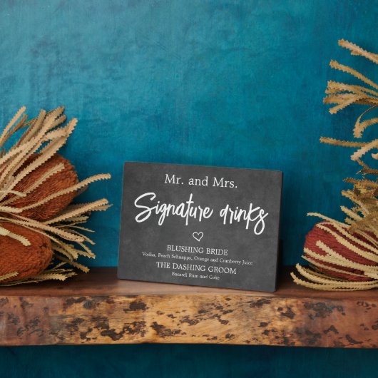 Chalkboard Faux Signature Drinks Wedding sign  Fotoplaat (Zijkant)