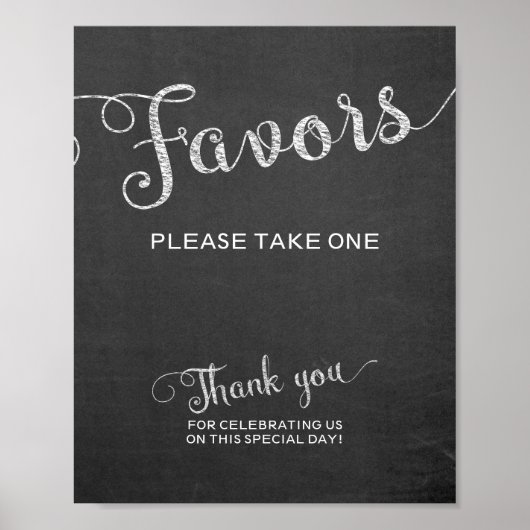 Chalkboard Favors Weddenschap Poster (Voorkant)