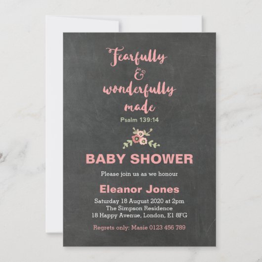 Chalkboard Fearful en Wonderful Shower Invite Kaart (Voorkant)