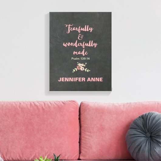 Chalkboard Fearful en Wonderully Made Canvas (Insitu (Woonkamer))