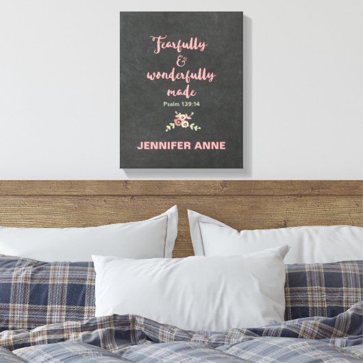 Chalkboard Fearful en Wonderully Made Canvas (Insitu (Slaapkamer))