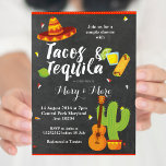 Chalkboard Fiesta Tacos en Tequila uitnodiging<br><div class="desc">Met krijtbord achtergrond,  kan deze Mexicaanse stijl uitnodiging worden gebruikt voor u Tacos en Tequila feest,  zoals paar douche,  co-ed baby shower,  verjaardagsfeest,  verlovingsfeest,  etc.</div>