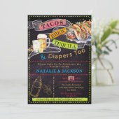 Chalkboard Fiesta Tacos Tequila & Brew Baby shower Kaart (Staand voorkant)