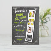 Chalkboard Film Strip Baby Shower Invitting Kaart (Staand voorkant)