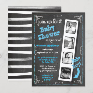 Chalkboard Film Strip Ultrasound Baby Shower Kaart