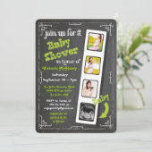 Chalkboard Film Strip Ultrasound Baby shower Kaart (Staand voorkant)