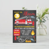 Chalkboard Fire Truck Verjaardag uitnodiging (Staand voorkant)