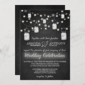 Chalkboard Firefly Mason Jar bruiloft uitnodiginge Kaart (Voorkant / Achterkant)