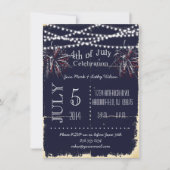 Chalkboard Fireworks 4th of Juli Party Invitation Kaart (Voorkant)