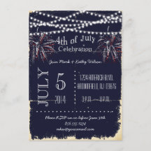 Chalkboard Fireworks 4th of Juli Party Invitation