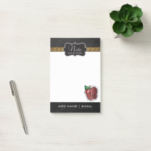 Chalkboard First Grade Teacher | DIY-tekst Post-it® Notes (Kantoor)