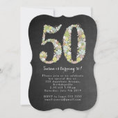 Chalkboard Floral 50th Birthday Party Invite Kaart (Voorkant)