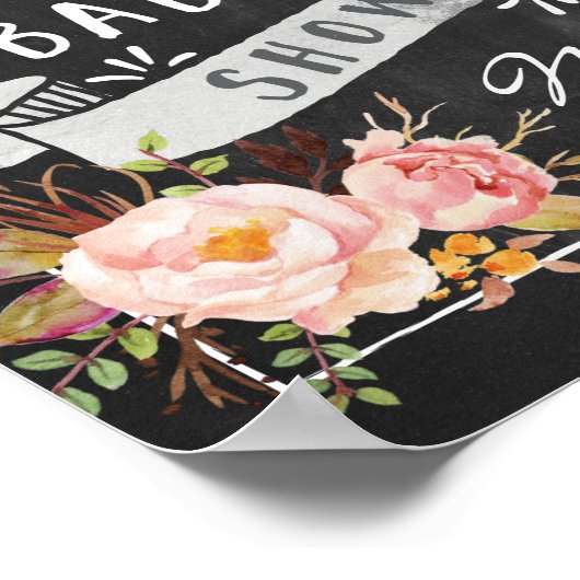 Chalkboard Floral Baby shower Welcome Sign Poster (Hoek)