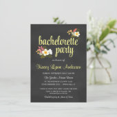 Chalkboard Floral Bachelorette Party Kaart (Staand voorkant)