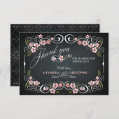 Chalkboard Floral  Bold Dank u Bedankkaart (Voorkant / Achterkant)