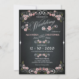 Chalkboard Floral  Bold Wedding Kaart
