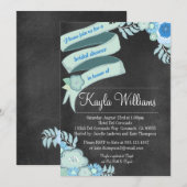 Chalkboard Floral Bridal Blauwgroen Kaart (Voorkant / Achterkant)