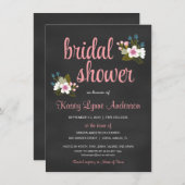 Chalkboard Floral Bridal Shower Invitations Kaart (Voorkant / Achterkant)