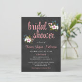 Chalkboard Floral Bridal Shower Invitations Kaart (Staand voorkant)