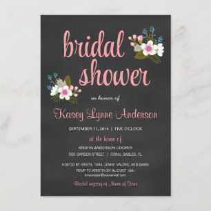 Chalkboard Floral Bridal Shower Invitations Kaart