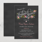 Chalkboard Floral Bridal Shower Invitations Kaart (Voorkant / Achterkant)