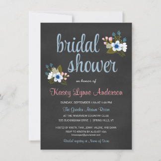 Chalkboard Floral Bridal Shower Invitations Kaart