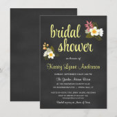 Chalkboard Floral Bridal Shower Invitations Kaart (Voorkant / Achterkant)