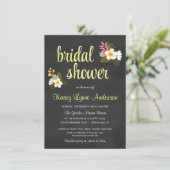 Chalkboard Floral Bridal Shower Invitations Kaart (Staand voorkant)