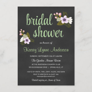 Chalkboard Floral Bridal Shower Invitations Kaart