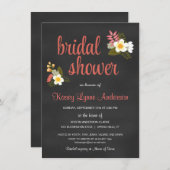 Chalkboard Floral Bridal Shower Invitations Kaart (Voorkant / Achterkant)